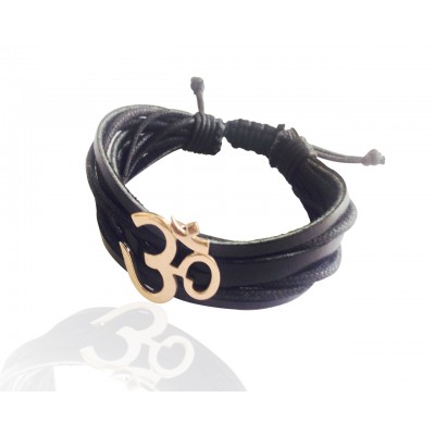 Wide Om Gold Bracelet